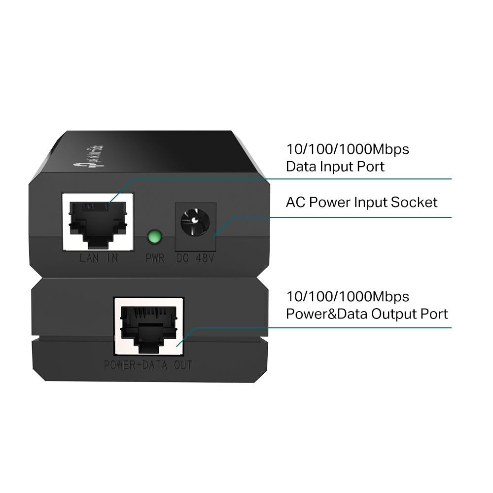 TP-Link POE150S PoE Injector Gigabit IEEE 802.3af Adapter Plug and Pla