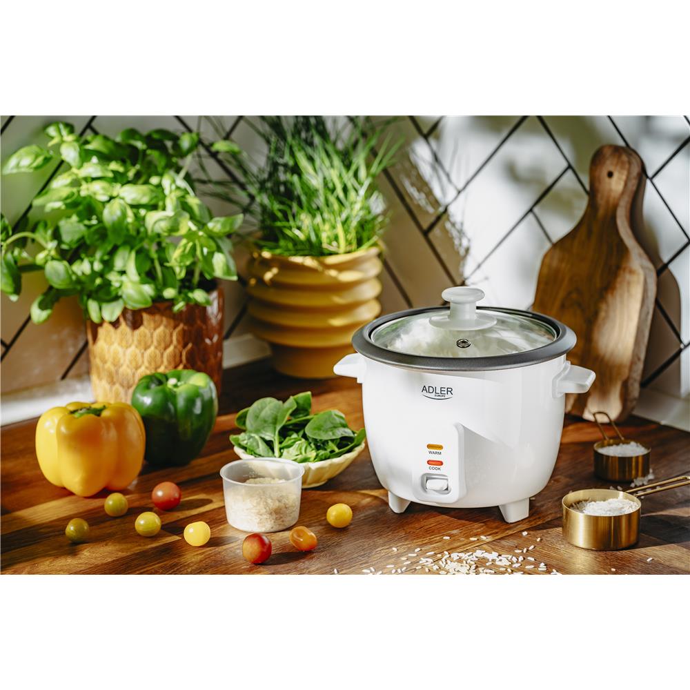 Adler AD 6418 Reiskocher 0,6 Liter kompakt mit Warmhaltefunktion Weiß