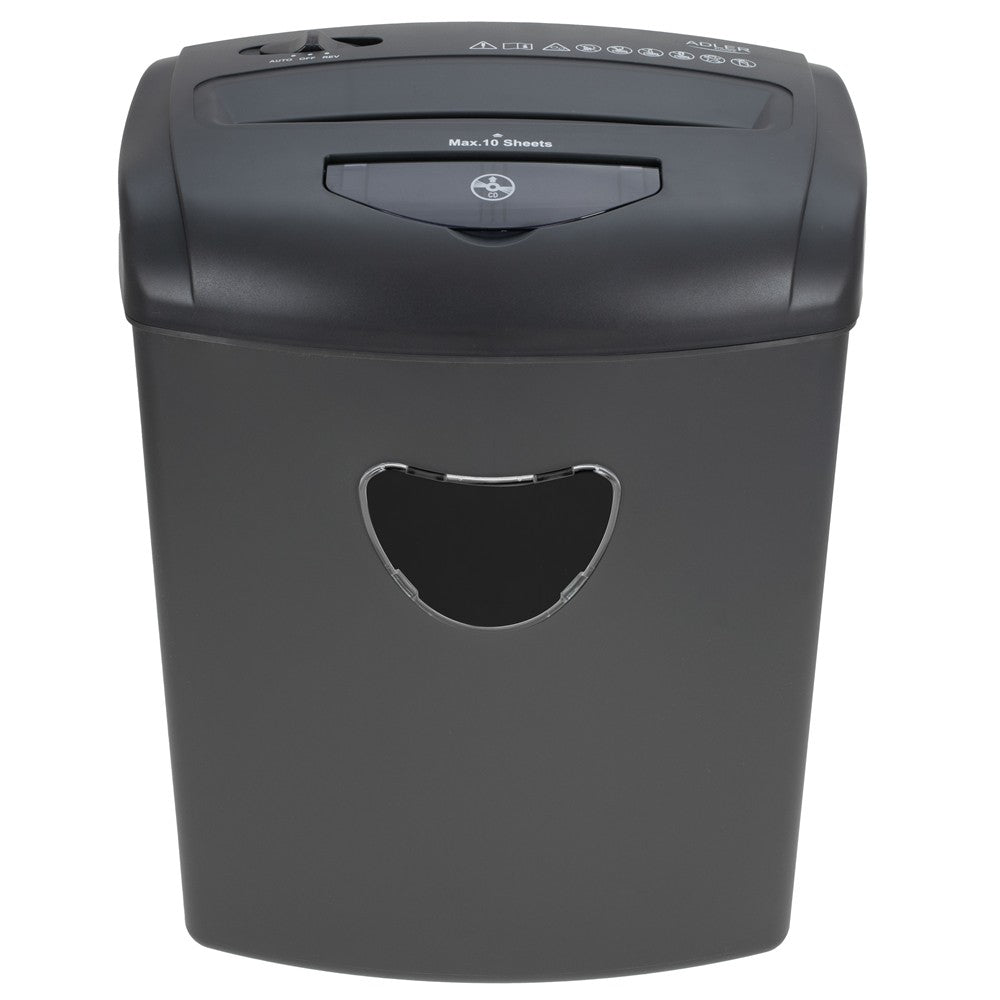 Adler AD 1038 Aktenvernichter, P-4 Dokumentenschredder für Papier, Kreditkarten und CD/DVDs, 10 Blatt, 21 Liter, Grau