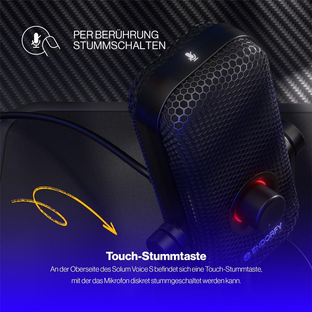 ENDORFY Solum Voice S USB Mikrofon Schwarz mit RGB und Mute Button