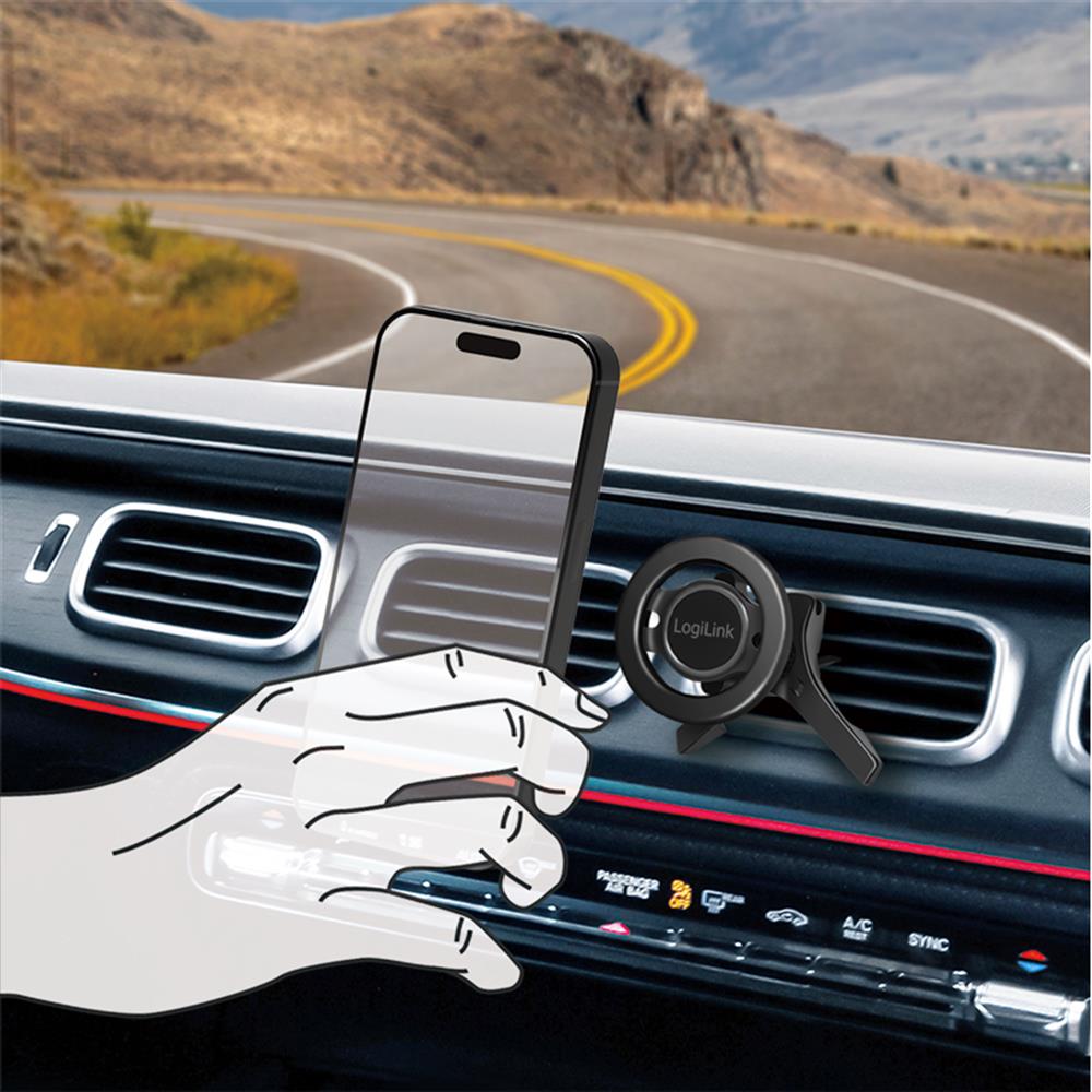 LogiLink Magnetischer 3 Punkt Smartphone Halter für Kfz Lüftung