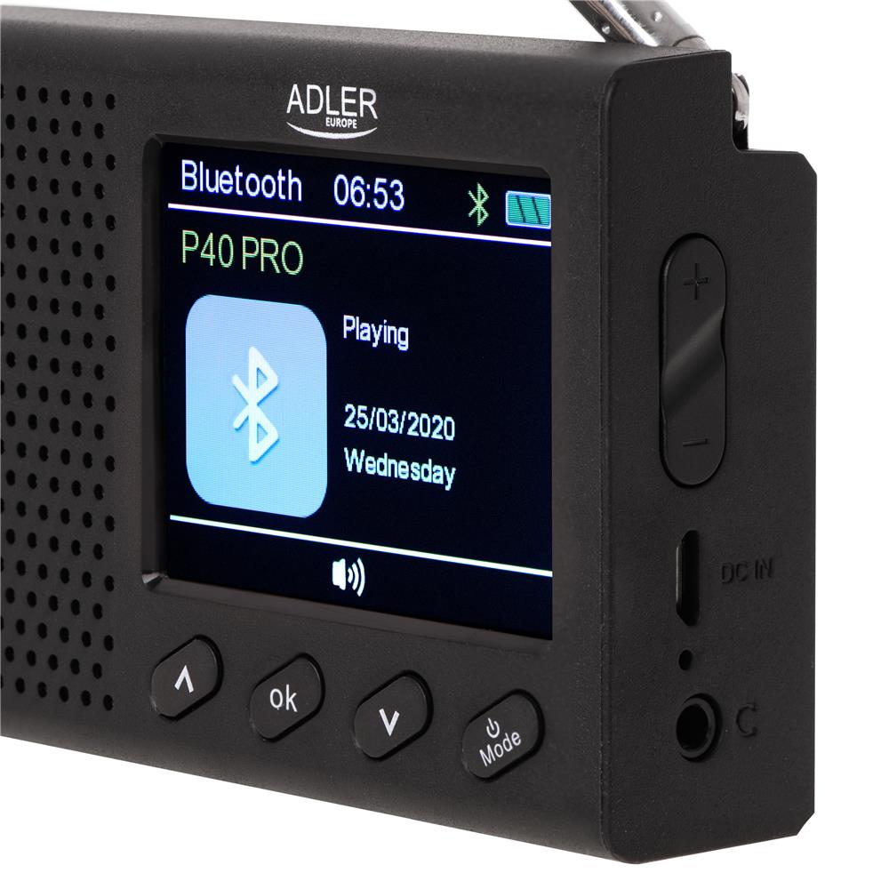 Adler AD 1198 FM Reiseradio mit Bluetooth LCD Display