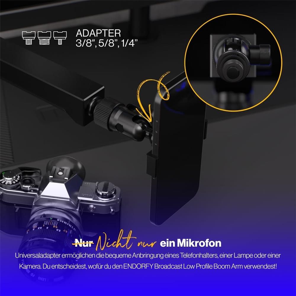 ENDORFY Broadcast Low Profile Boom Arm Mikrofonarm für Streaming und Podcasting