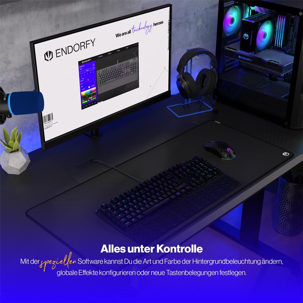 ENDORFY Omnis (schwarz, DE-Layout, Kailh RGB Red), Tastatur, Beleuchtet, Kabellos, Handauflage