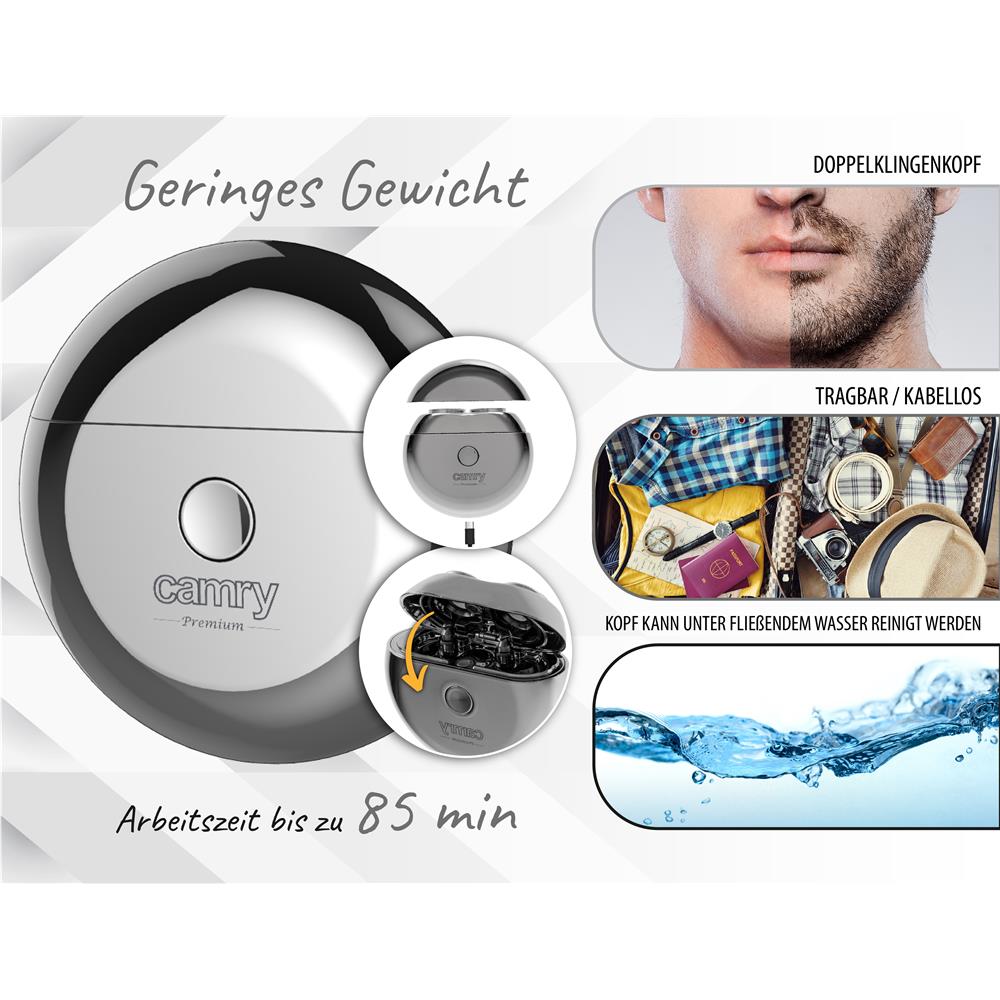 Adler AD 2937 Reiserasierer silber – Kompakt & kabellos für unterwegs