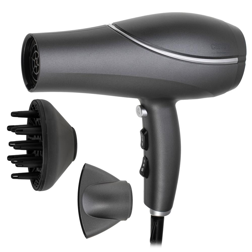 Camry CR 2281 Ionen-Haartrockner Grau 2200W mit Diffusor, Kaltluftfunktion und 3 Temperaturstufen für schnelles Haarstyling