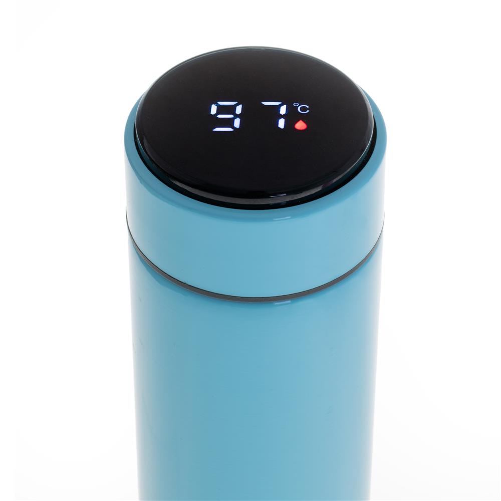 Adler Thermosflasche, 473ml, Blau, Trinkflasche mit LED-Temperaturanzeige