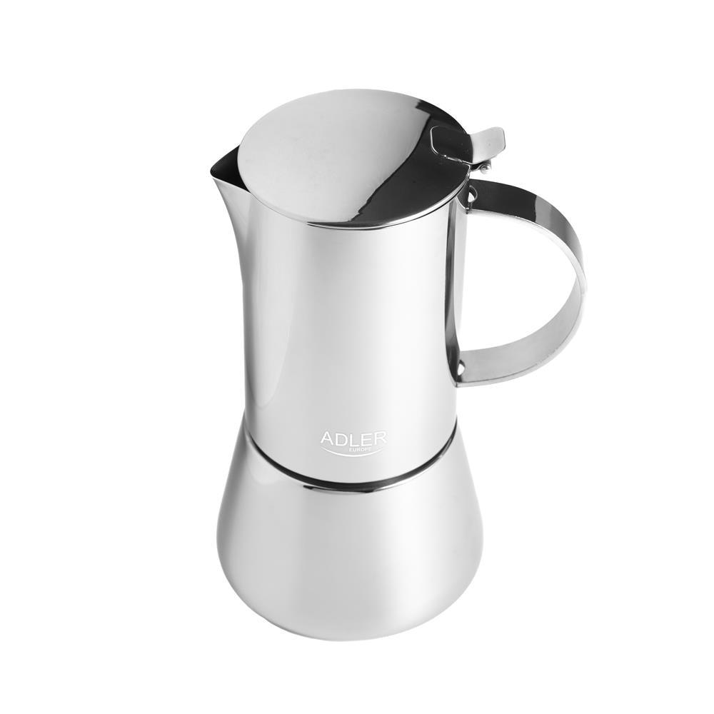 Adler AD 4419 Espresso Kaffeemaschine 350 ml aus Edelstahl silber, spülmaschinenfest