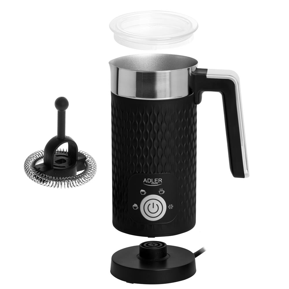 Adler AD 4494 Milchaufschäumer elektrisch Schwarz für Cappuccino und Latte
