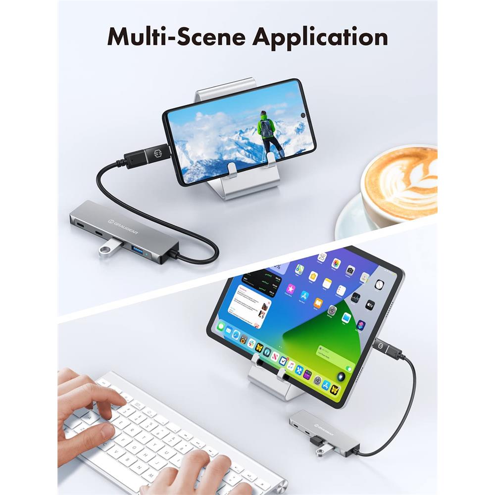 GRAUGEAR USB 3.0 Hub 4 Port 2x USB C 2x USB A Aluminium