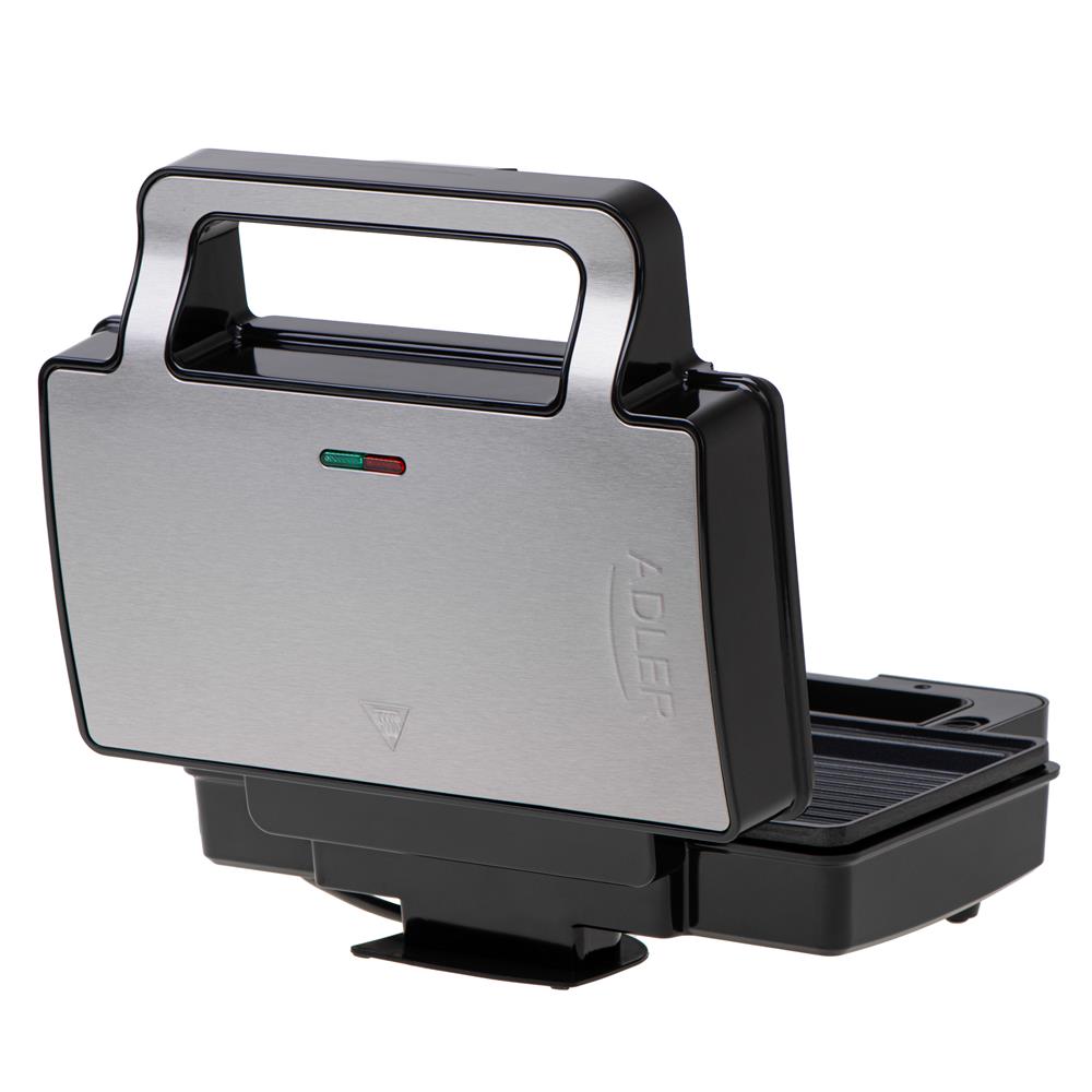 Adler AD 3073 2 in 1 Sandwichmaker und Kontaktgrill Silber Schwarz