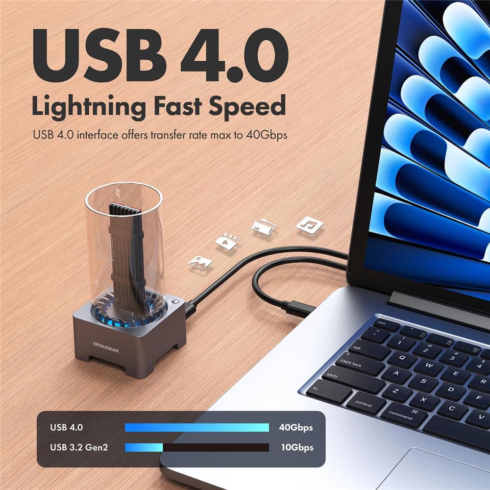 GRAUGEAR USB 4.0 Dockingstation für M.2 PCIe Gen4 NVMe SSD