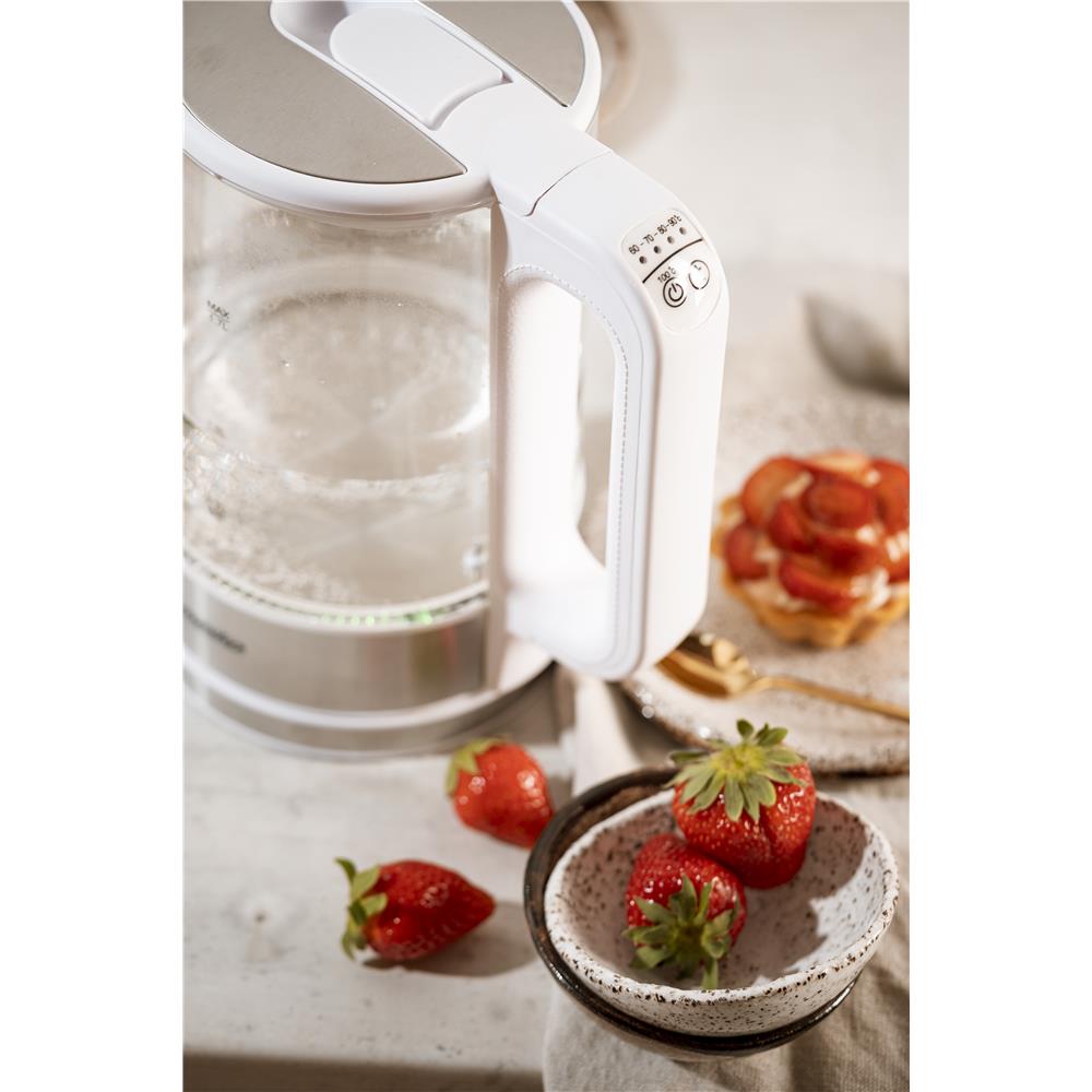 Mesko MS 1301W Glas Wasserkocher 1,7 L mit Temperaturwahl LED Weiß