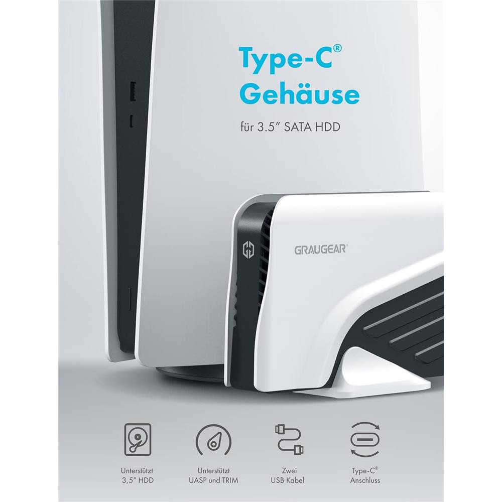 GRAUGEAR Externe Festplatte 4TB für PlayStation PS4 PS5 USB C