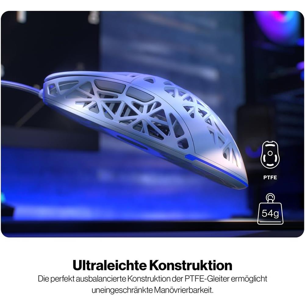 ENDORFY LIV Wireless Onyx White, Gaming Maus, kabellos, Ultraleicht (69 g), Weiß, 12.000 DPI, ARGB