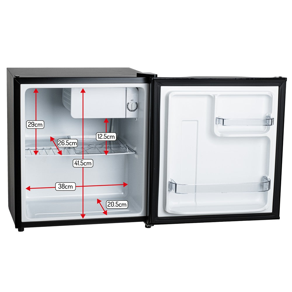 Adler AD 8096b Mini Kühlschrank 45L Metalltür Abtausystem 6 stufige Kühlregelung, für Getränke, Büro, Hotel, Gästezimmer und Ferienwohnung Schwarz