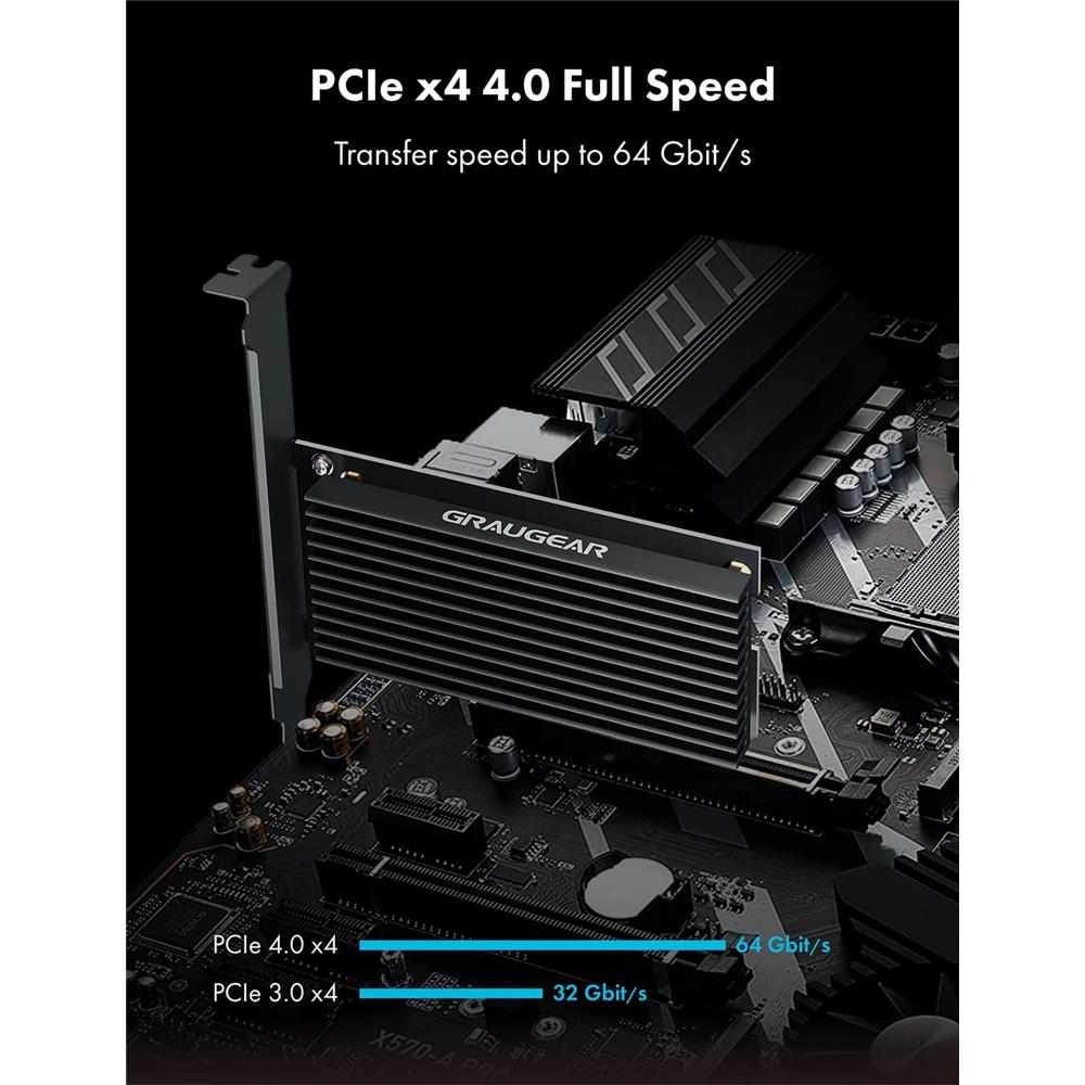 GRAUGEAR M.2 NVMe PCIe 4.0 Adapterkarte mit Kühlkörper