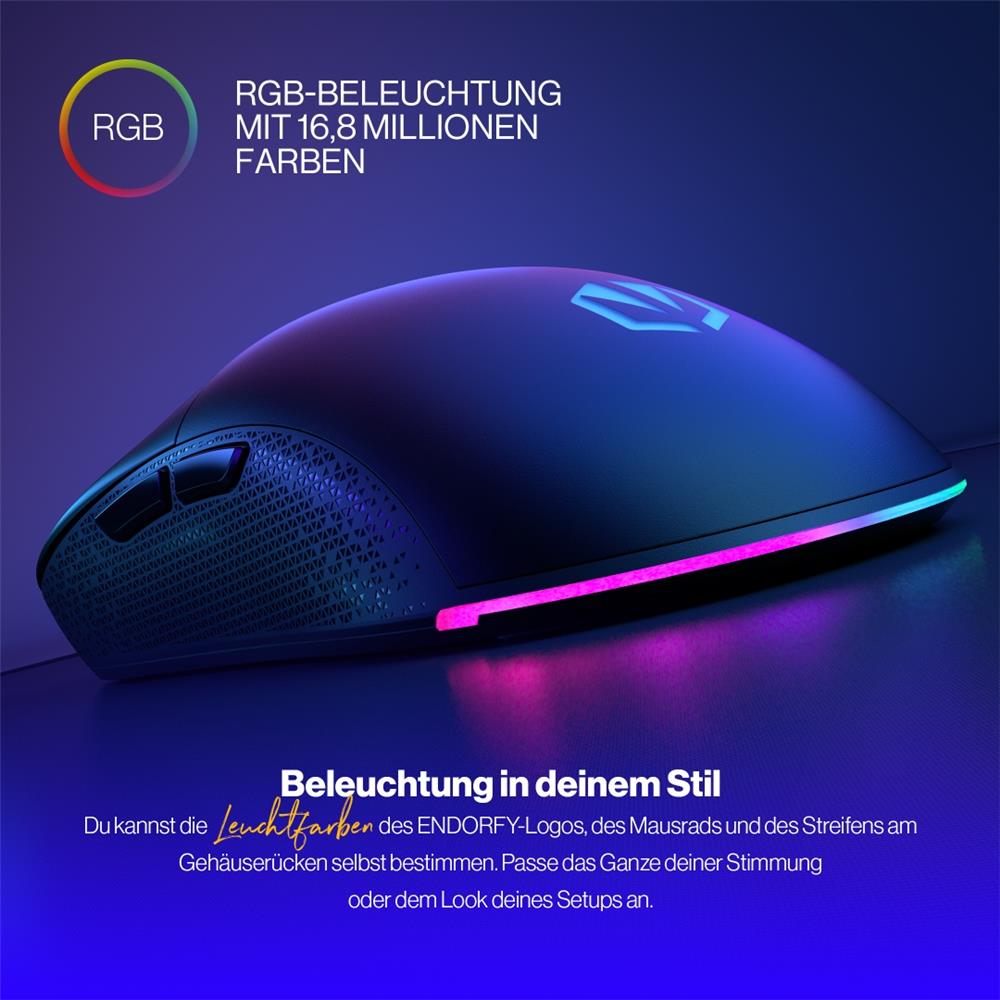 ENDORFY GEM, Leichte Gaming-Maus (67 g), 8000 DPI, Schwarz | EY6A006