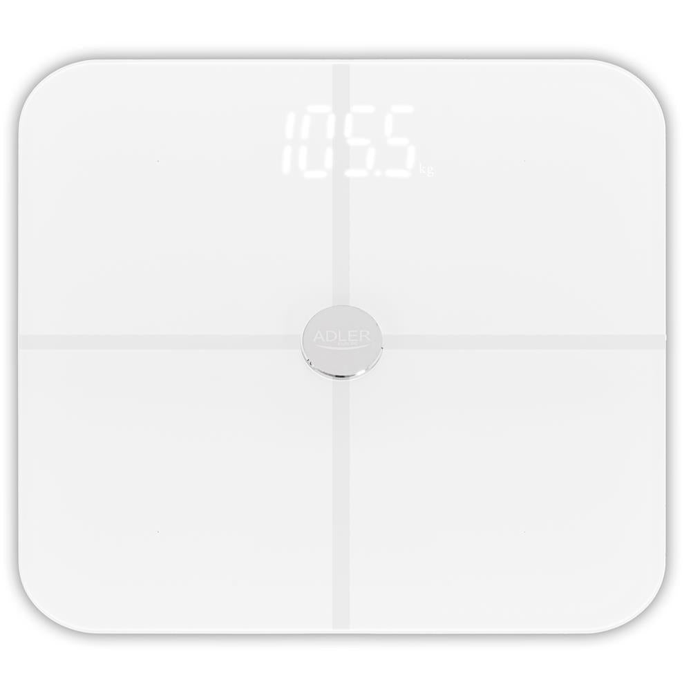 Adler AD 8187 Smart Badezimmerwaage mit App 180 kg LED Weiß