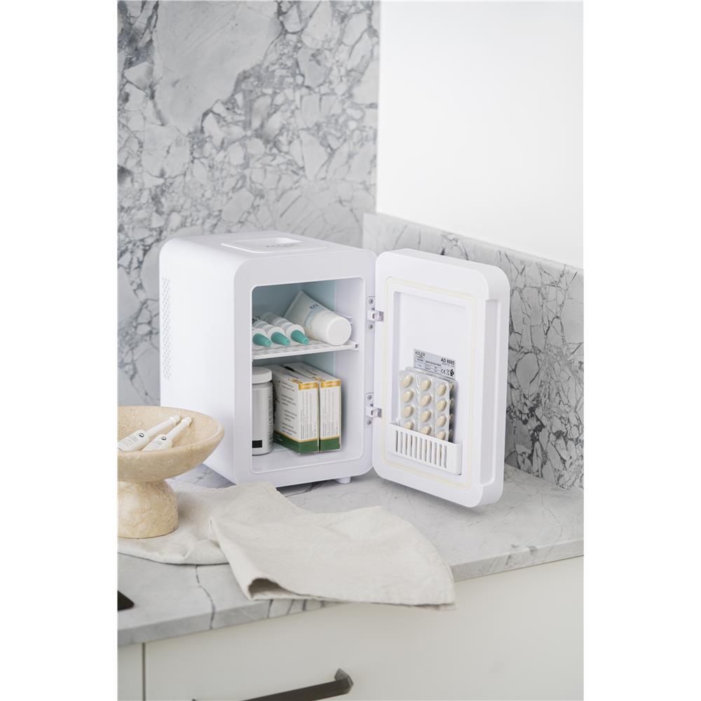 Adler AD 8085 Minikühlschrank mit Spiegel 4 L Weiß, tragbar fürs Auto