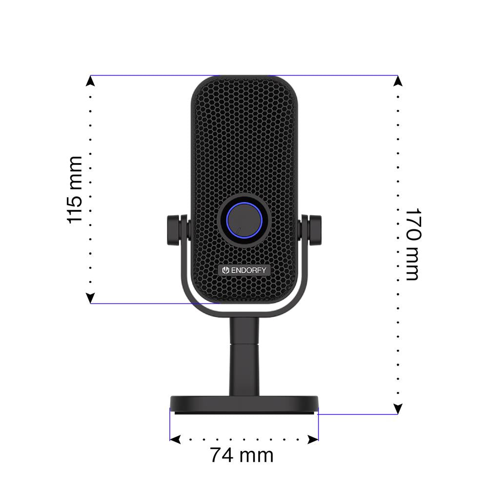 ENDORFY Solum Voice S USB Mikrofon Schwarz mit RGB und Mute Button