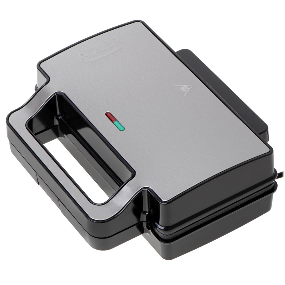 Adler AD 3073 2 in 1 Sandwichmaker und Kontaktgrill Silber Schwarz