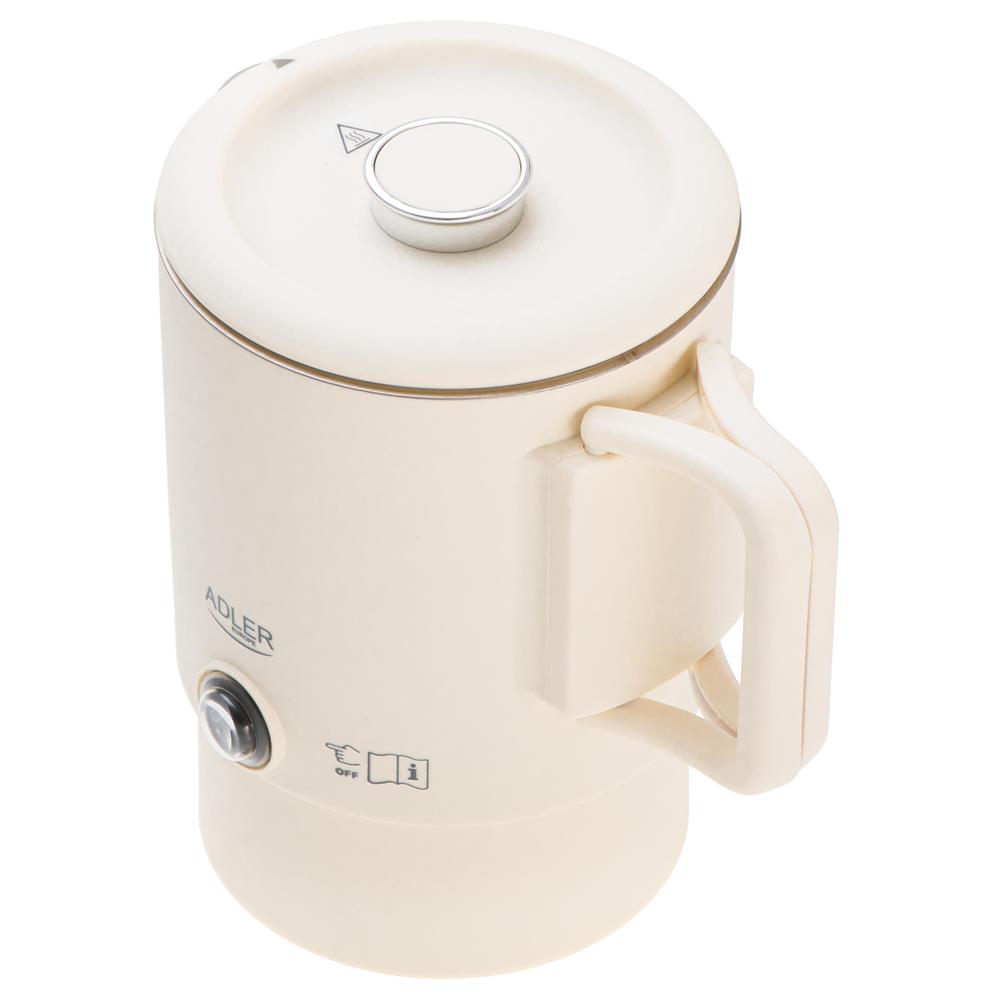 Adler AD 1388b Reisewasserkocher 0,8L kompakt leicht klappbarer Griff Beige