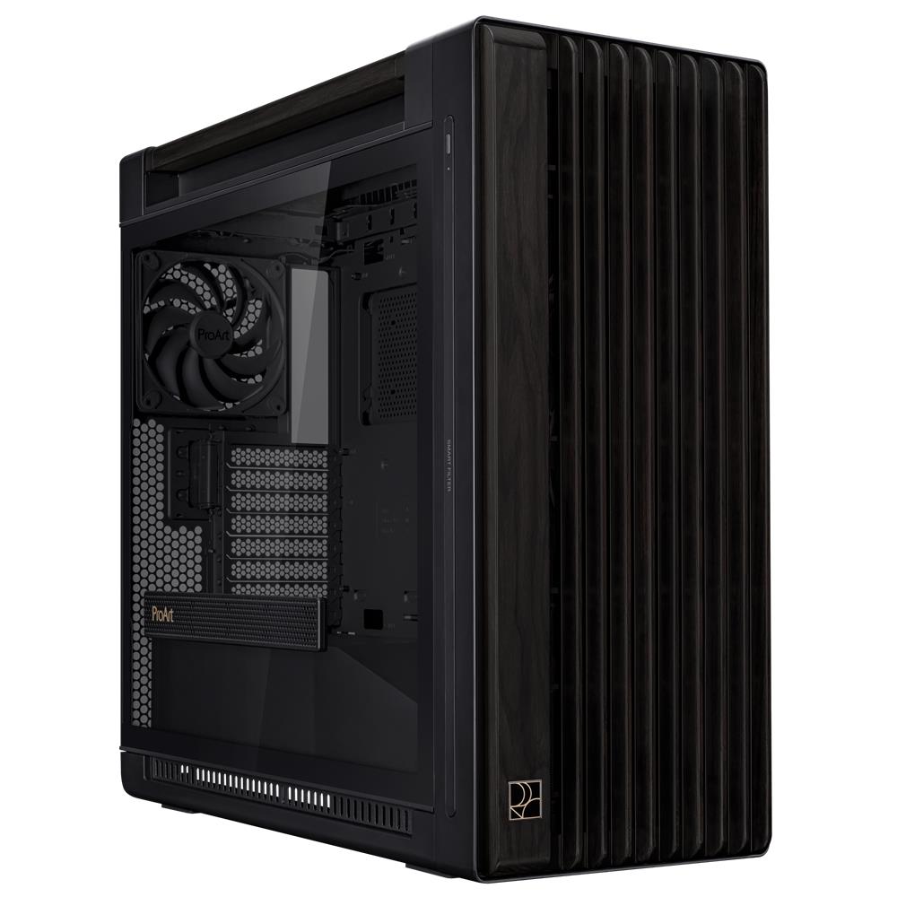 ASUS ProArt PA602 Wood Edition TG E ATX PC Gehäuse mit 420 mm Radiator und USB 20Gbps