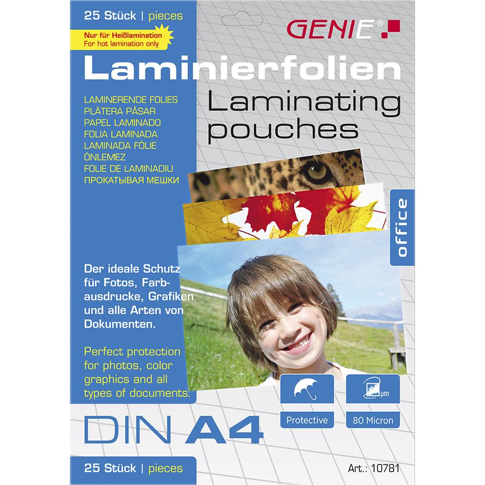 GENIE Laminierfolien DIN A4 80 Mikron 25 Stück