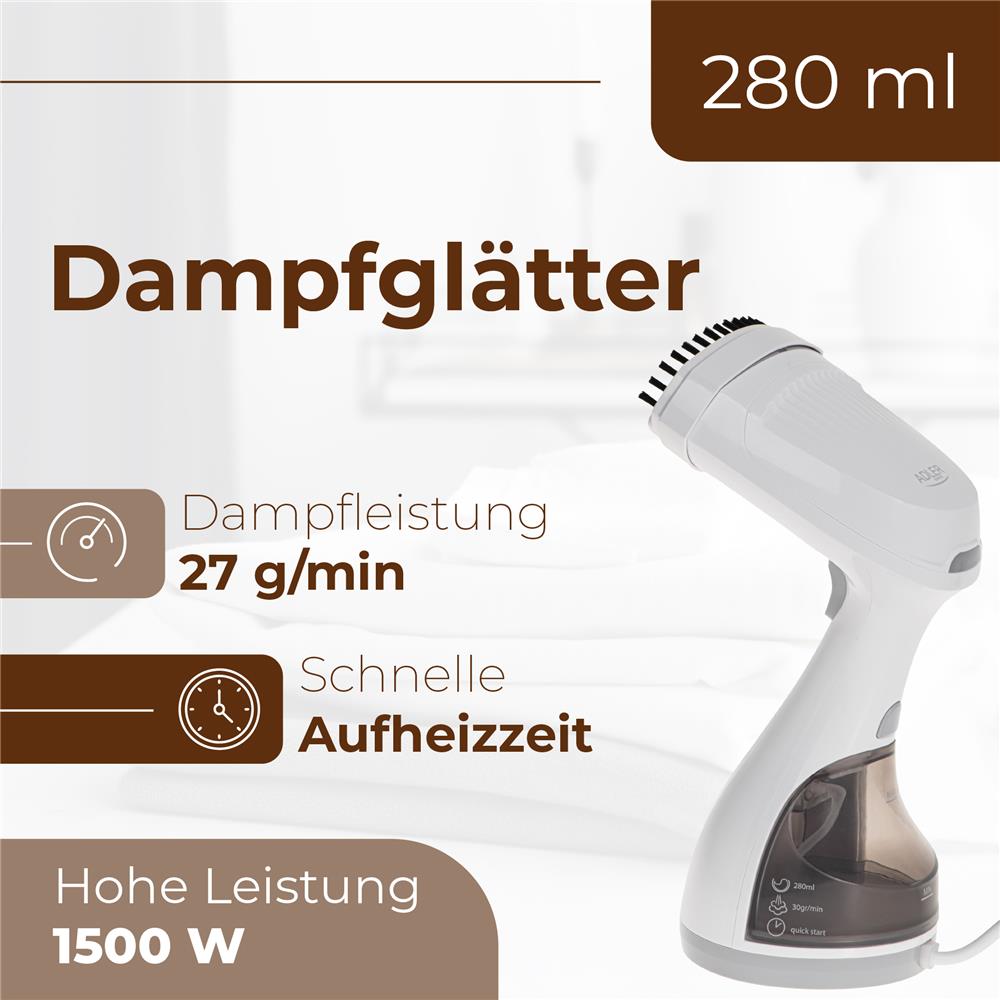 Adler AD 5042 Dampfglätter 280ml Wassertank Dampfreiniger weiß
