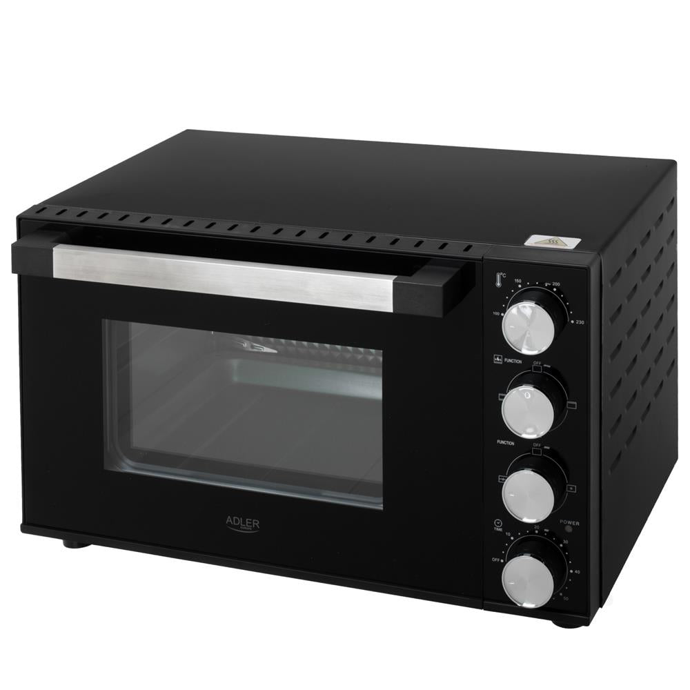 Adler AD 6031 Elektro-Backofen 30L schwarz – Heißluft & Grill, 12 Backmodi