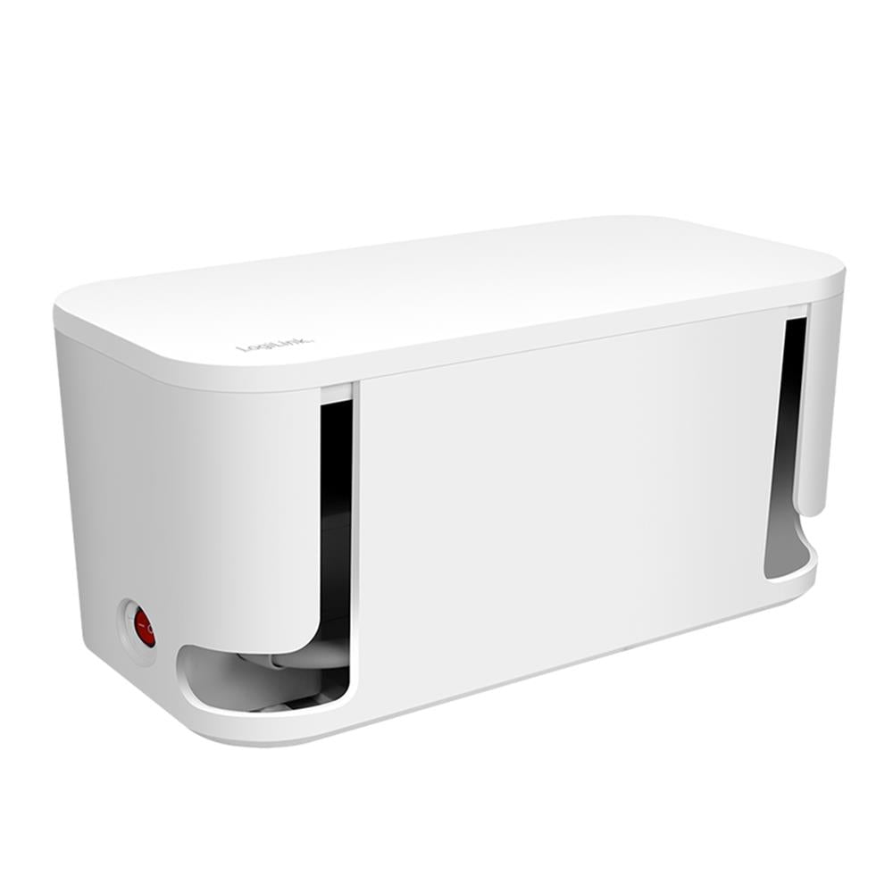 LogiLink Kabelbox mit 5 fach Steckdosenleiste und 3 USB Weiß