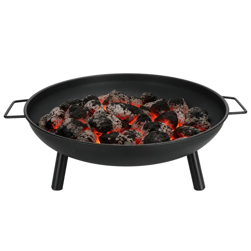Adler AD 6819 Feuerschale Garten 58 cm, Stahl Feuerstelle Outdoor für Holz & Briketts, runde Gartenschale mit Griffen, 3 Standbeinen, hitzebeständig bis 500 °C, Matt