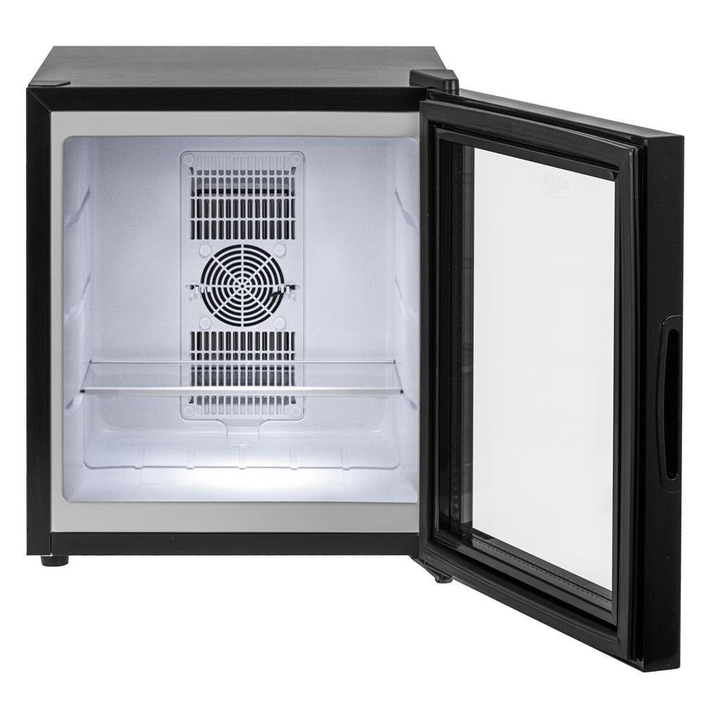 Adler AD 8088 Mini Kühlschrank Getränkekühlschrank mit Glastür und LED Beleuchtung Schwarz