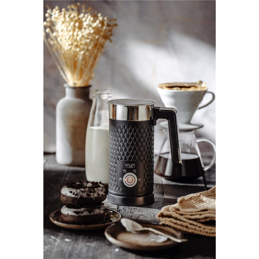 Adler AD 4494 Milchaufschäumer elektrisch Schwarz für Cappuccino und Latte