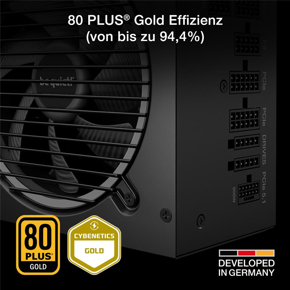 be quiet! Pure Power 13 M 1000W Netzteil 80 PLUS® Gold Effizienz ATX 3.1-Netzteil für PCIe 5.1 GPUs 120mm Lüfter