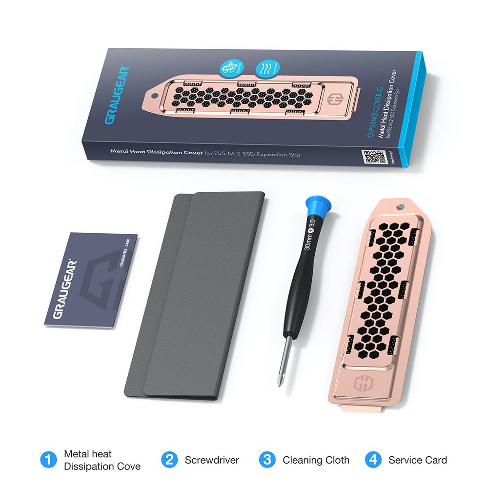 GRAUGEAR Wärmeableitungsabdeckung aus Metall für PS5 M.2 SSD Slot Gold
