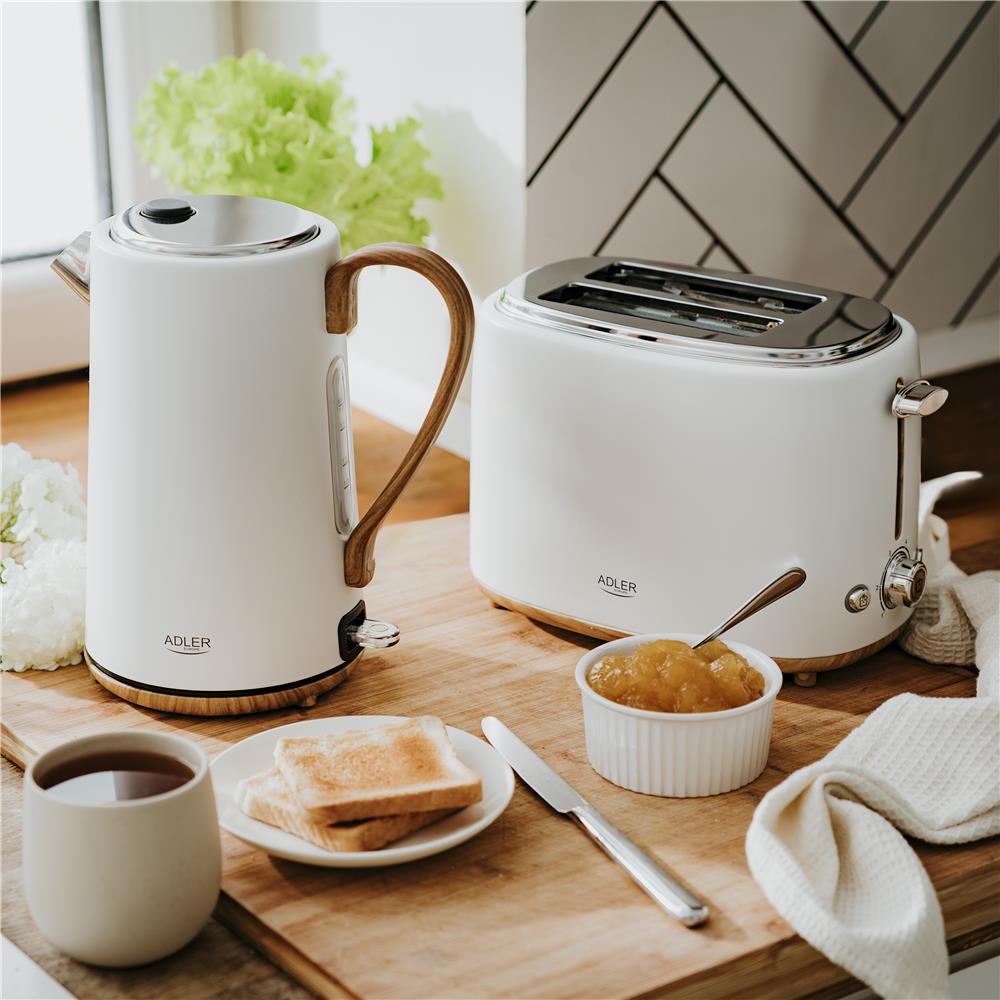 Adler AD 1352 Wasserkocher 1,7 L STRIX Safety Abschaltautomatic Kabelaufbewahrungsfach Weiß
