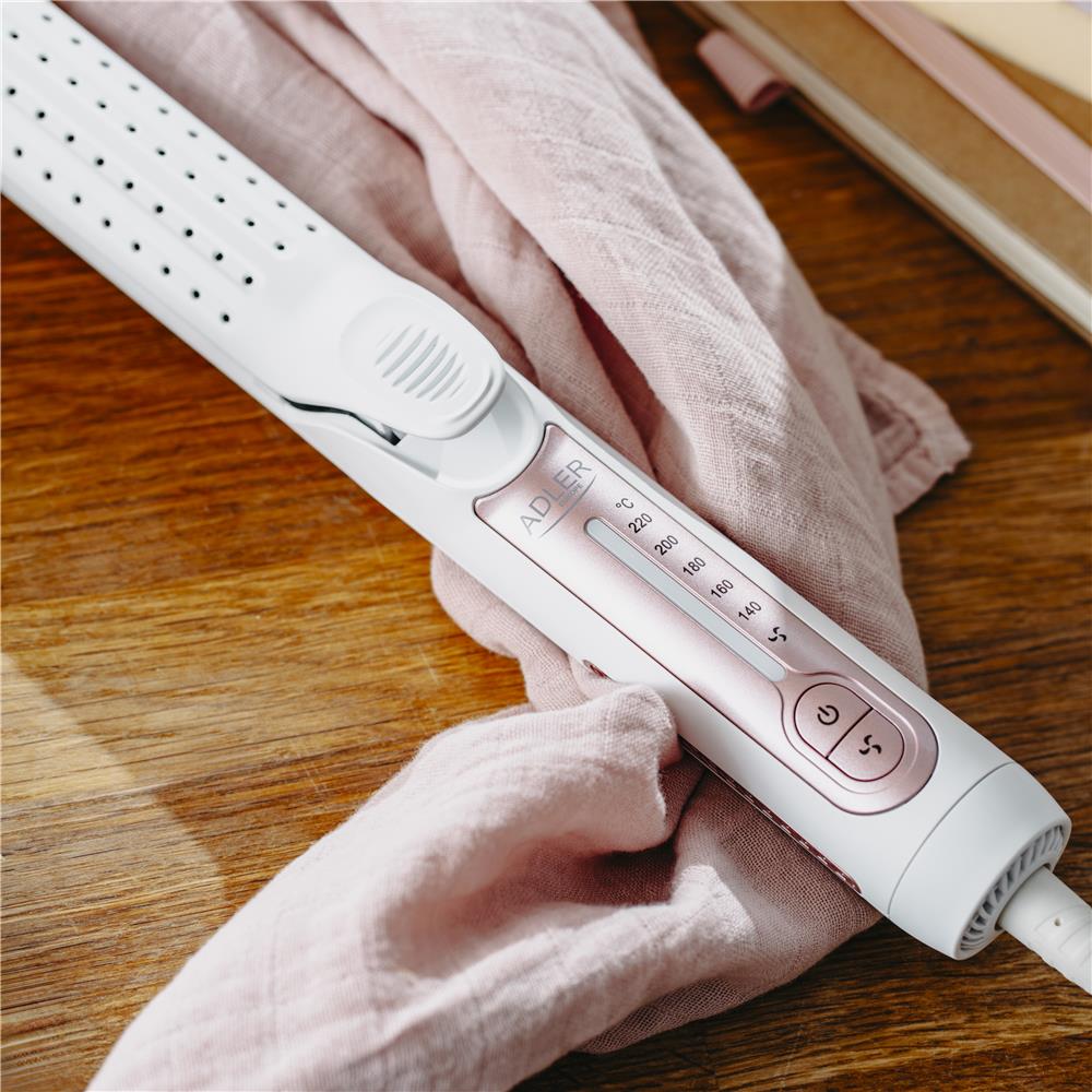 Adler AD 2326 Professioneller Haarglätter weiß/rosa – 2-in-1 Stylinggerät