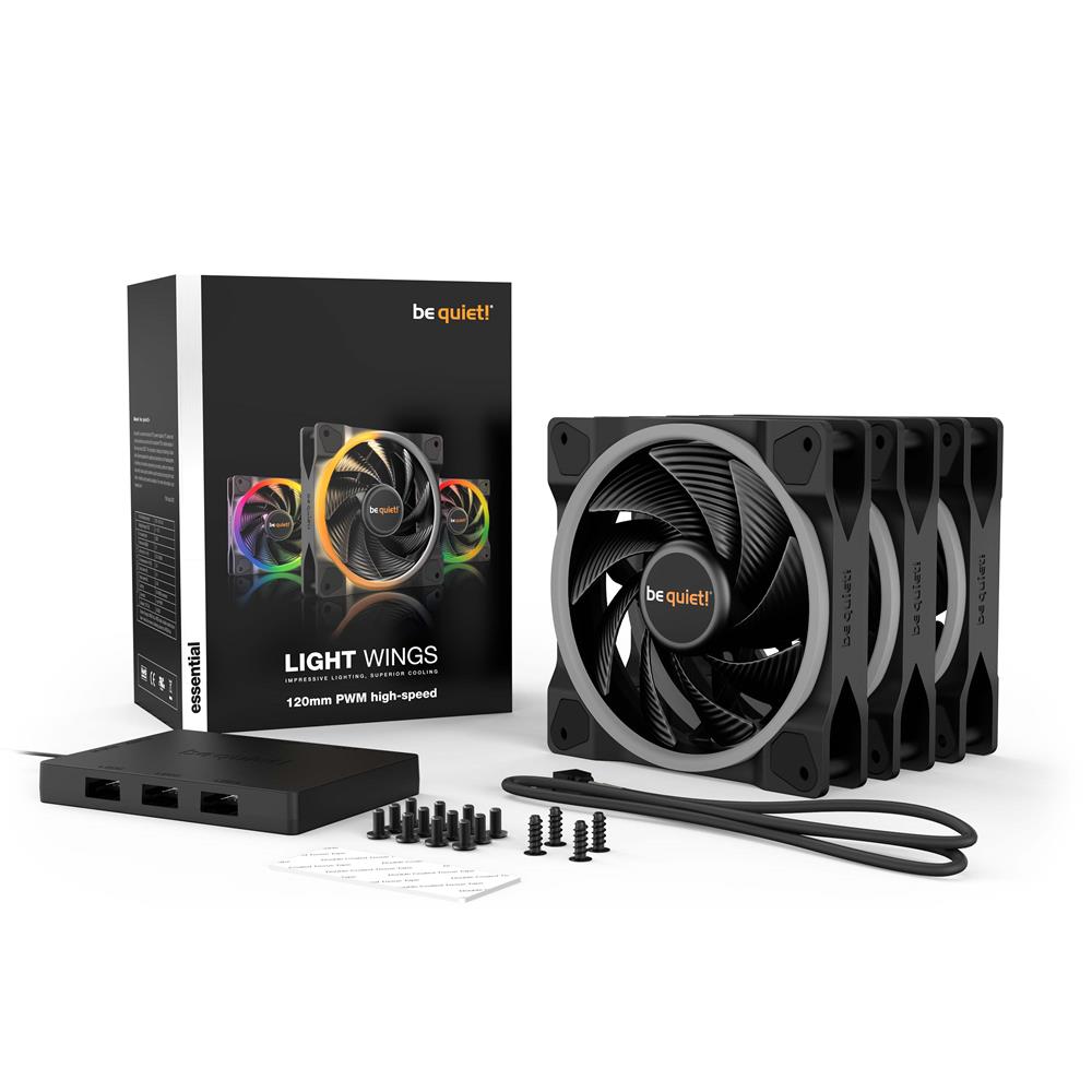 be quiet! Light Wings 120mm PWM high-speed Lüfter 3er Pack ARGB-Beleuchtung leiser Gehäuselüfter 4-pin