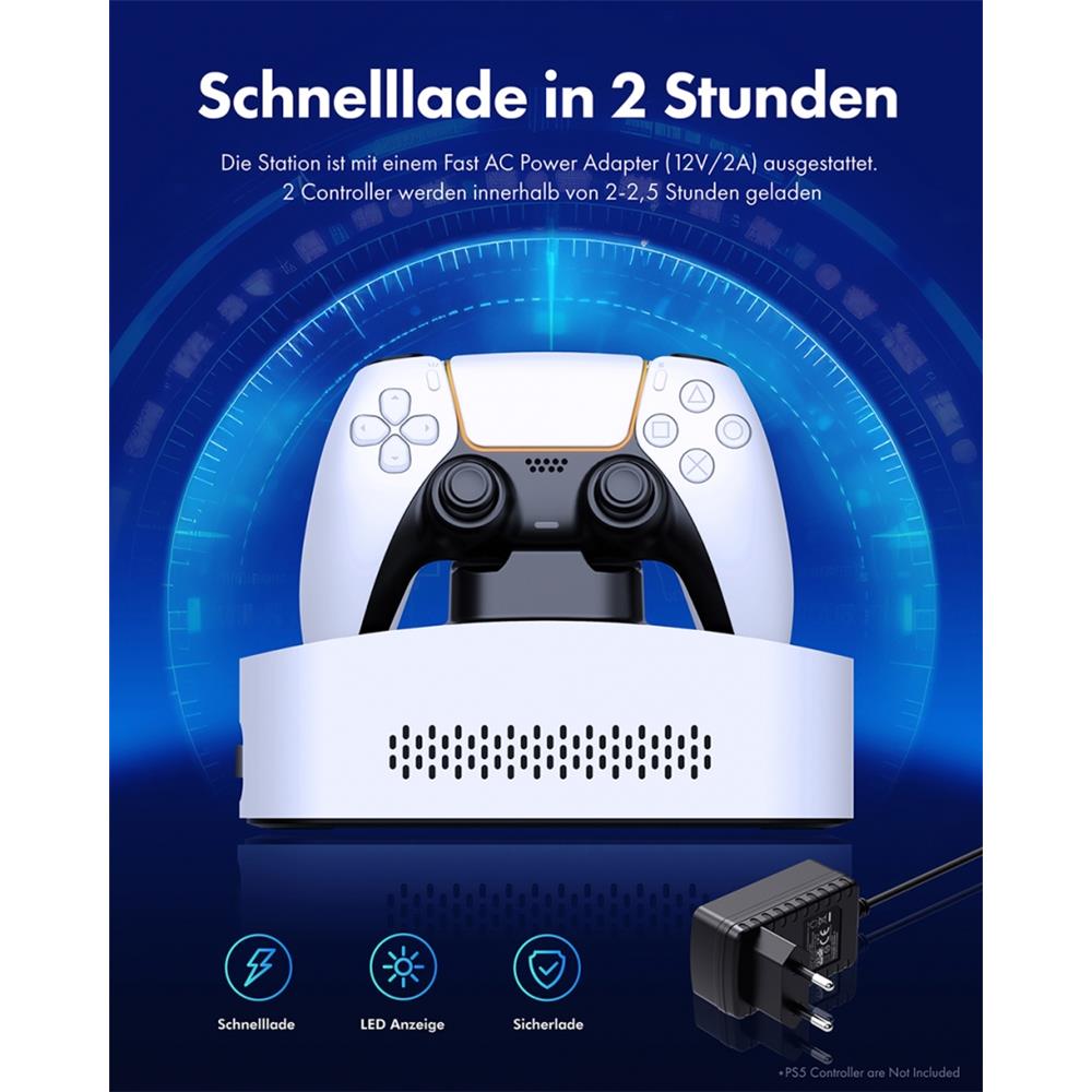 GRAUGEAR Gaming Type C Gehäuse mit Ladestation für 2 PS5 Controller