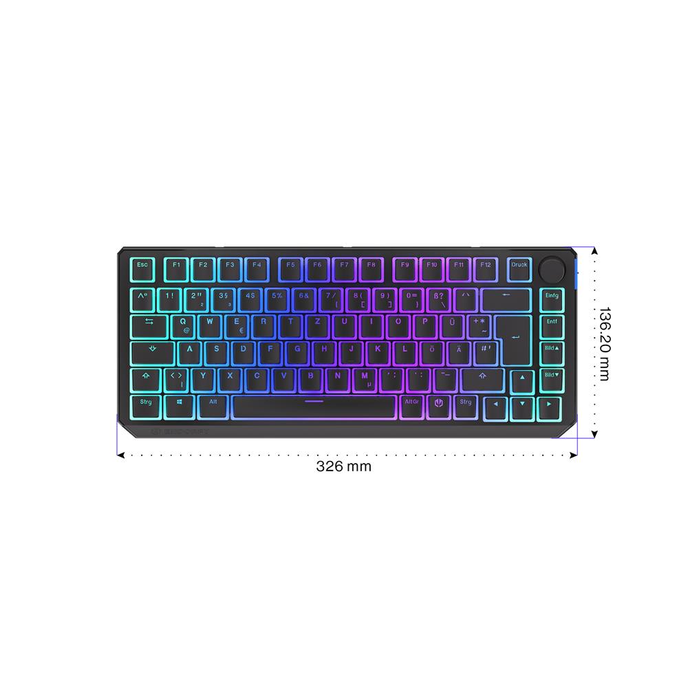 ENDORFY Thock 75% Wireless DE Kailh Box Black Pudding, Tastatur, Schwarz, Beleuchtet, Kabellos, DE-Layout