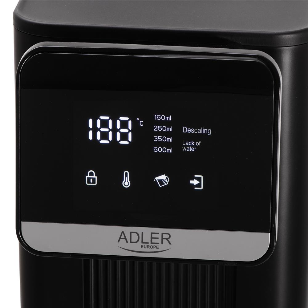 Adler AD 1357 Heißwasserspender Schwarz 2,5L 2600W Touch LCD Filter