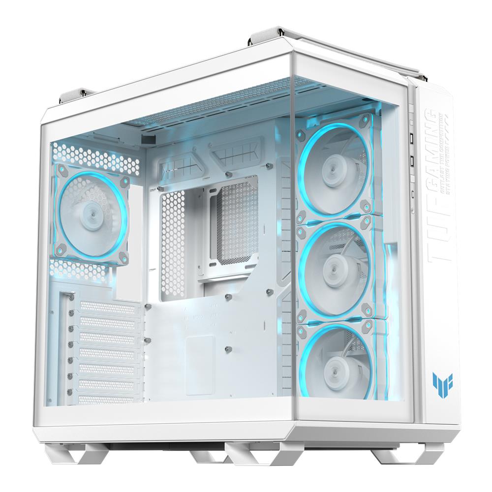 ASUS TUF Gaming GT502 Horizon TG ARGB White Zweikammer PC Gehäuse mit 4 ARGB Lüftern