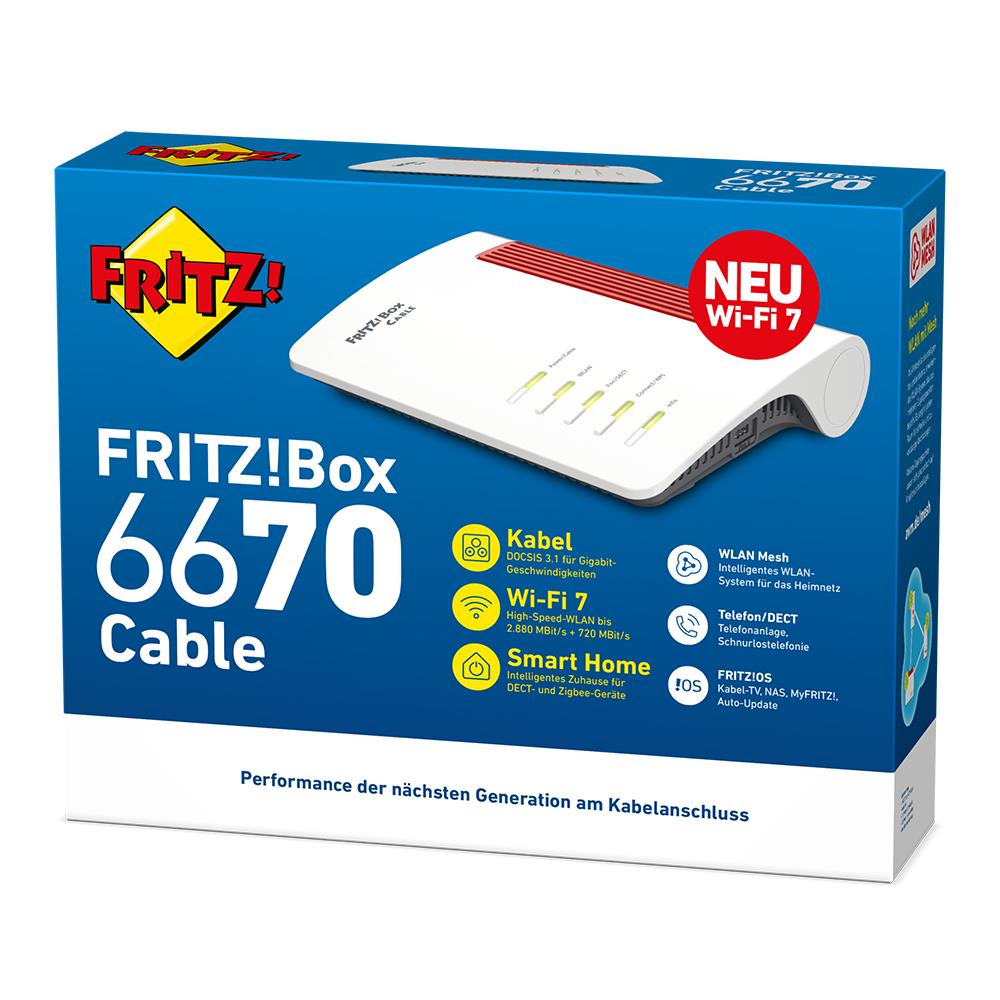FRITZ!Box 6670 Cable – Kabelrouter mit Wi-Fi 7, Zigbee & Smart-Home-Funktionen