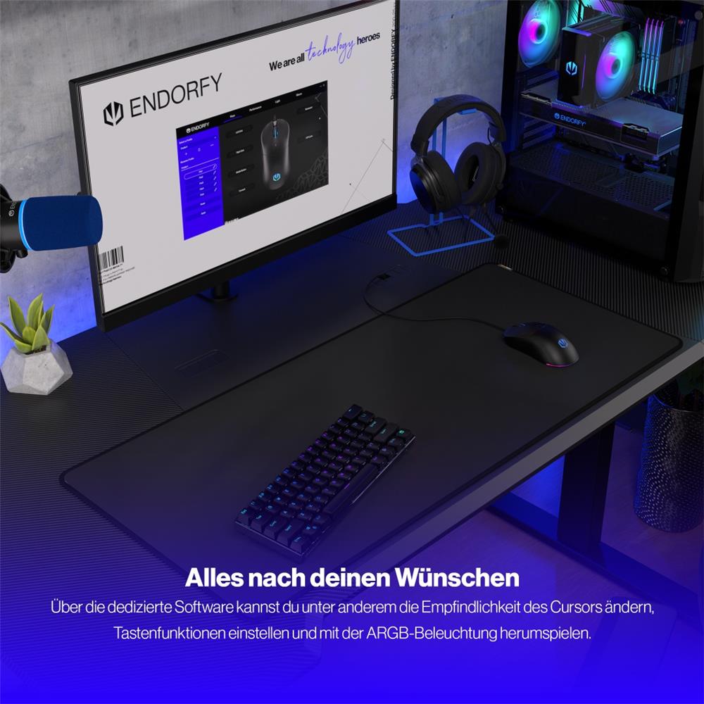 ENDORFY GEM, Leichte Gaming-Maus (67 g), 8000 DPI, Schwarz | EY6A006