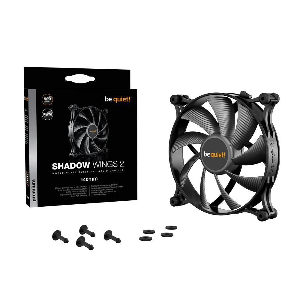 be quiet! Shadow Wings 2 | 140mm PWM Black PC Gehäuse Lüfter Fan Schwarz