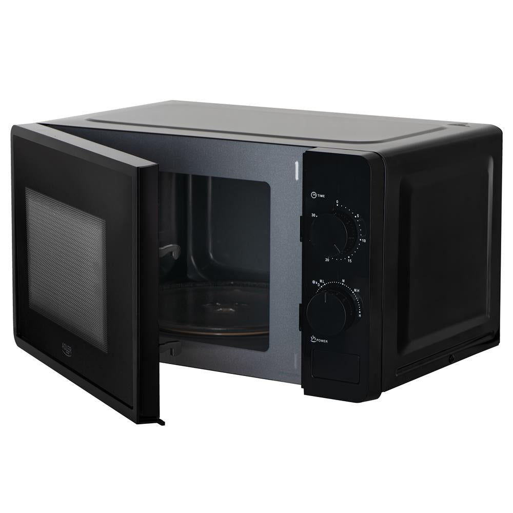 Adler AD 6206 Mikrowelle 20L schwarz – 700W, 6 Stufen & Auftaufunktion
