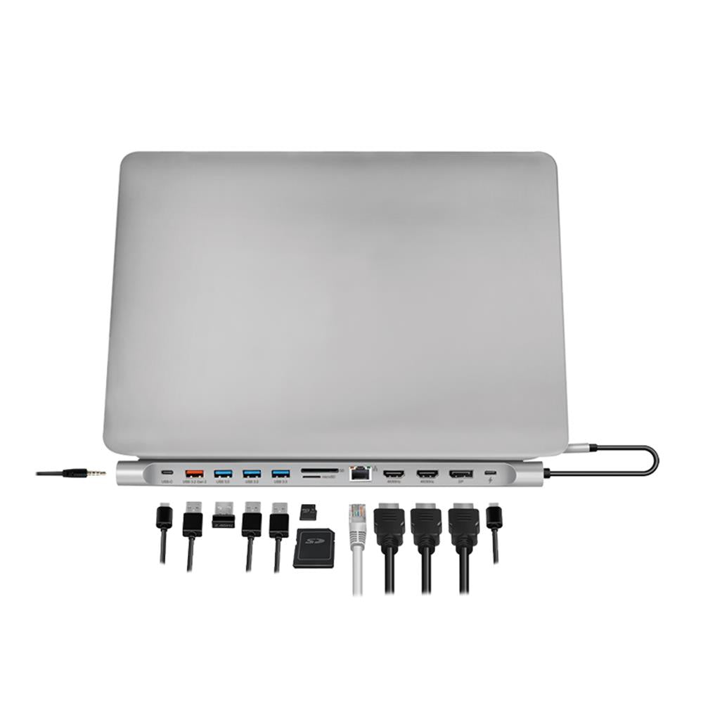 LogiLink USB 3.2 Gen2 Docking-Station – 12-Port, USB-C, PD 100 W, Silber