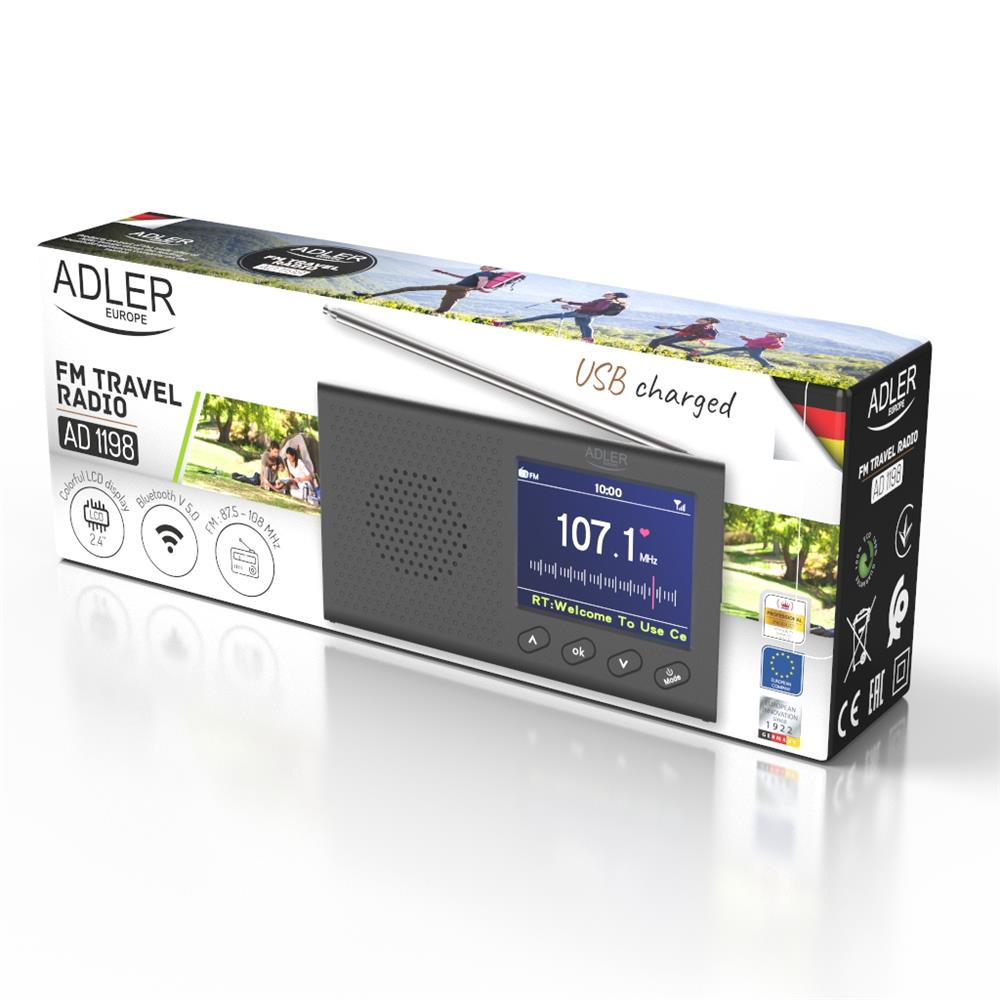 Adler AD 1198 FM Reiseradio mit Bluetooth LCD Display